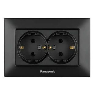 Pозетка подвійна з/з чорний Panasonic Arkedia Slim 00000019861 фото