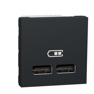 Розетка USB подвійна 2.1А /2мод. Unica new антрацит (арт. NU341854) 00000009785 фото