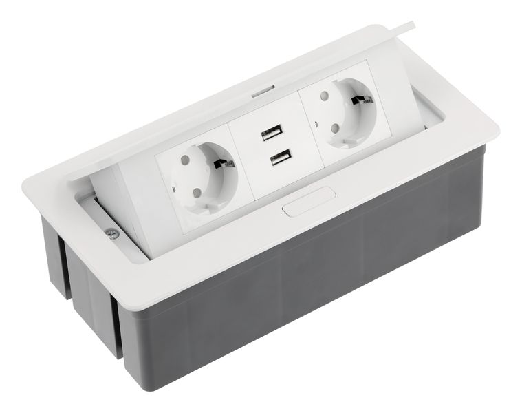 Удлинитель для офиса SOFT на 2 розетки с заземлением SCHUKO +2USB белый + провод с вилкой 00000008662 фото