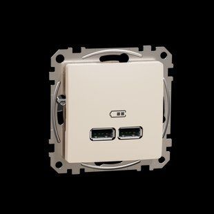 Розетка USB тип А+А 2,1А Sedna Design бежевий (арт. SDD112401) 00000016300 фото