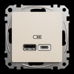 Розетка USB тип А+С 2,4А Sedna Design бежевий (арт. SDD112402) 00000016301 фото