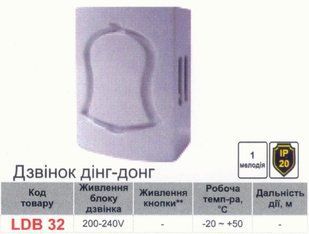 Механічний дзвінок динг-донг Lemanso 230V білий (арт. LDB32) 00000007575 фото