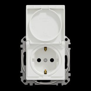 Розетка з заземл., шторками та кришкою IP20 Sedna Design білий (арт. SDD111024) 00000016229 фото