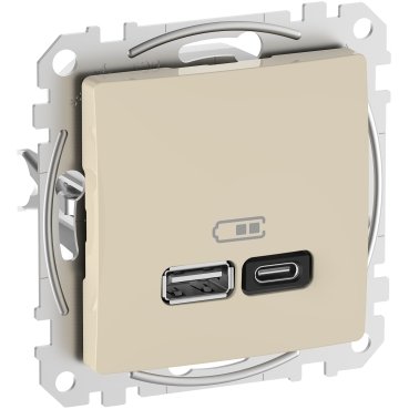 Розетка USB тип А+С 3А 45Вт Sedna Design бежевий (арт. SDD112404) 00000016302 фото