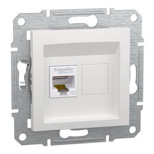 Розетка комп. 1-а RJ45, тип UTP, категорія 5E, Asfora, БЕЗ РАМКИ, БІЛИЙ (арт. EPH4370121) 00000018451 фото