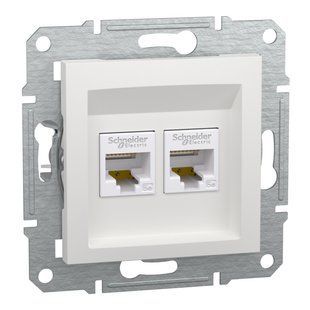 Розетка комп. 2-а RJ45, тип UTP, категорія 5E, Asfora, БЕЗ РАМКИ, БІЛИЙ (арт. EPH4470121) 00000018452 фото
