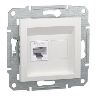 Розетка комп. 1-а RJ45, тип UTP, категорія 6, Asfora, БЕЗ РАМКИ, БІЛИЙ (арт. EPH4770121) 00000018453 фото