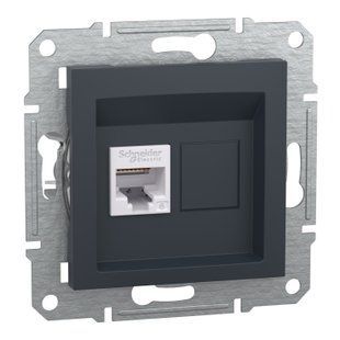 Розетка комп. 1-а RJ45 кат.6е UTP, ASFORA АНТРАЦИТ (арт. EPH4700171) 00000010215 фото