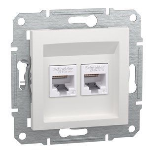 Розетка комп. 2-а RJ45, тип UTP, категорія 6, Asfora, БЕЗ РАМКИ, БІЛИЙ (арт. EPH4870121) 00000018454 фото