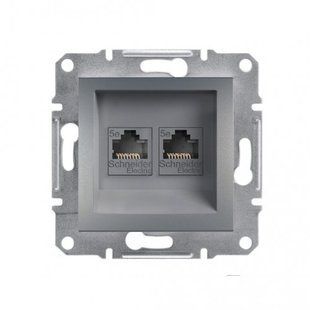 Розетка комп. 2-а RJ45 кат.5е UTP, сталь, Asfora (арт. EPH4400162) 00000009147 фото