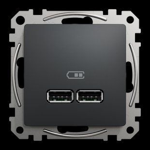 Розетка USB тип А+А 2,1А Sedna Design чорний (арт. SDD114401) 00000016423 фото