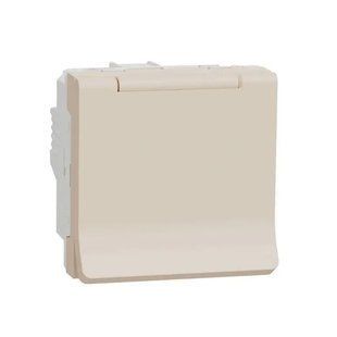 Розетка з кришкою, заземл. та шторками /2мод. Unica new беж (арт. NU303744TA) 00000011673 фото