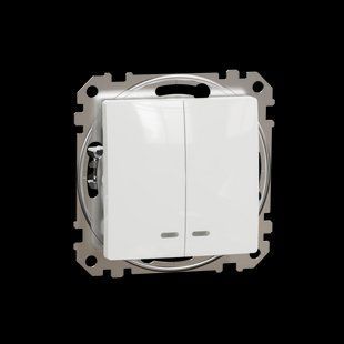 Вимикач 2-кл. з синьою LED підсвіткою Sedna Design білий (арт. SDD111105L) 00000016201 фото