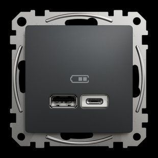 Розетка USB тип А+С 2,4А Sedna Design чорний (арт. SDD114402) 00000016424 фото