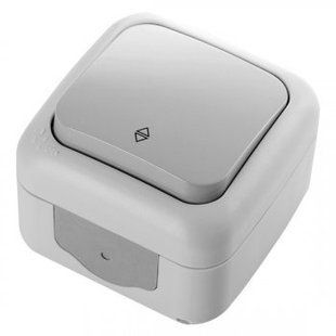 Выключатель 1кл. проходной PALMIYE IP54 (серый) 10шт/уп. (арт. 90555504) 00000001500 фото