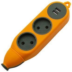 Колодка "Апельсин" 2 гнізда 10A / 250V, 2USB 2.1A, без заземл. Lemanso / LMK75004 макс.2500Вт оранж. 00000025183 фото