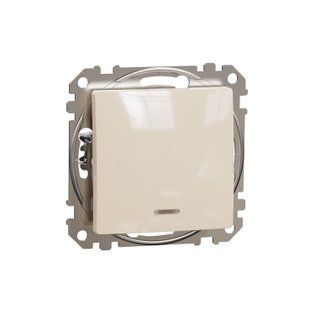 Вимикач 1-кл. прохідний з червоною LED-індикацією Sedna Design бежевий (арт. SDD112106N) 00000016275 фото