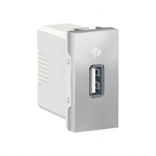 1мод./Розетка USB 1,05А Unica new алюміній (арт. NU342830) 00000009890 фото