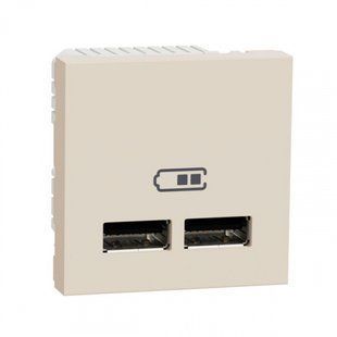 Розетка USB подвійна 2.1А /2мод. Unica new беж (арт. NU341844) 00000011665 фото