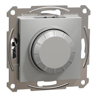 Поворотный диммер для LED ламп и емкостной нагрузки, RC 370 Вт, без рамки, АЛЮМИНИЙ 00000017463 фото