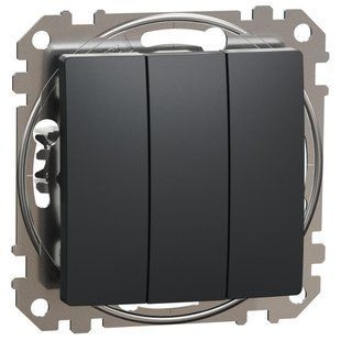 Вимикач 3-кл. Sedna Design чорний (арт. SDD114103) 00000016386 фото