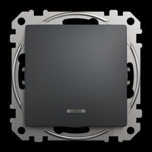 Вимикач 1-кл. з червоною LED-індикацією Sedna Design чорний (арт. SDD114101N) 00000016398 фото