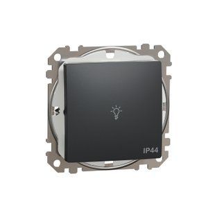 Кнопковий вимикач IP44 з символом "Світло" Sedna Design чорний (арт. SDD214132) 00000016401 фото