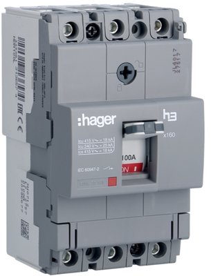 HDA100L Автоматичний вимикач x160, In=100А, 3п, 18kA, Тфікс./Мфікс. 00000010448 фото