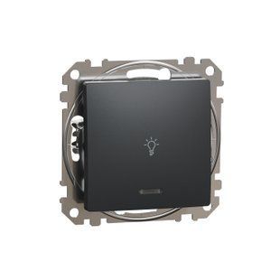 Кнопковий вимикач з символом "Світло" та синьою LED підсвіткою Sedna Design чорний (арт. SDD114132L) 00000016409 фото