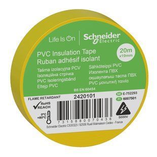 Изолента Schneider 19mm x 20m, жовтий (арт. 2420101) 00000018791 фото