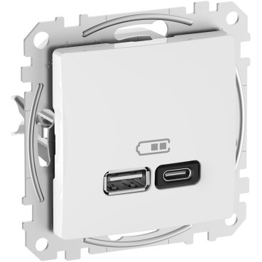 Розетка USB тип А+С 3А 45Вт Sedna Design белый (арт. SDD111404) 00000016235 фото
