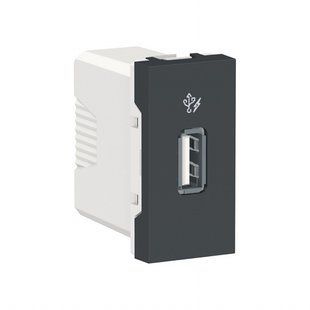 1мод./Розетка USB 1,05А Unica new антрацит (арт. NU342854) 00000009771 фото