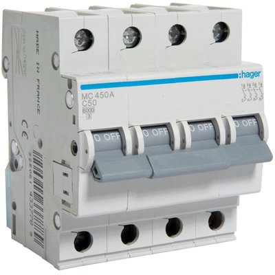 MC450A 4mod. Автоматичний вимикач In=50 A, 4п. С, 6kA, 4м (арт. MC450A) 00000006973 фото