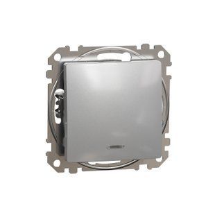 Вимикач 1-кл. перехресн. з синьою LED підсвіткою Sedna Design алюміній (арт. SDD113107L) 00000016333 фото