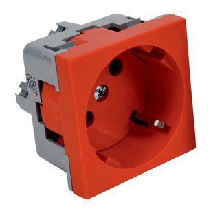 QS 45X45_BB Розетка модульна 45х45х40 мм, з заземленням, без захисних шторок; PC-ABS, червона; Серія 00000017759 фото