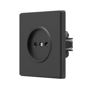 Розетка одинарна без заземлення вугільно-чорна VIDEX NOTA (VF-NT-SK1-BL) 00000024752 фото