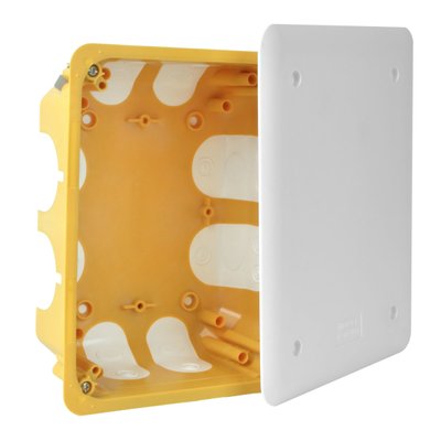 Коробка розподільча в пустотілі стіни; з кришкою; з еластичними вводами; ПВХ; жовта; (арт. KO 180/LD_NA) 00000016843 фото