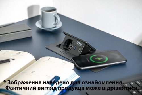 Удлинитель GTV AVARO PLUS 1 розетка SCHUKO USB A+C WC 5W провод 1,5м Черный 00000016848 фото
