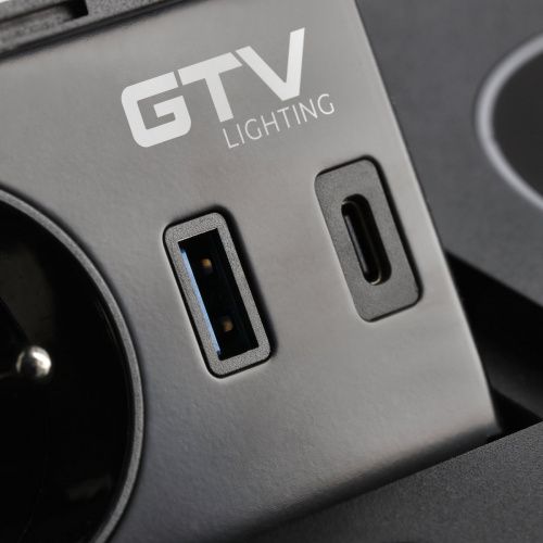 Подовжувач GTV AVARO PLUS 1 розетка SCHUKO USB A+C WC 5W провід 1,5м Чорний 00000016848 фото