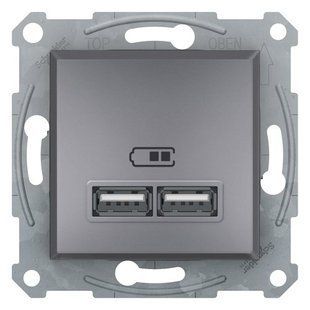 Розетка USB 2,1A Asfora сталь (арт. EPH2700262) 00000007534 фото