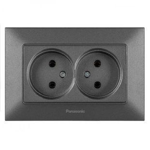 Розетка подвійна б/з димчастий Panasonic Arkedia Slim 00000018758 фото