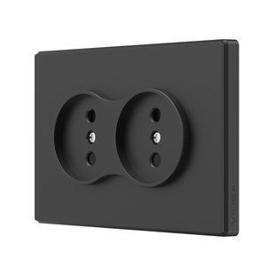 Розетка подвійна без заземлення вугільно-чорна VIDEX NOTA (VF-NT-SK2-BL) 00000024753 фото
