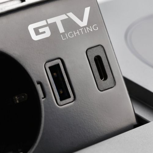 Удлинитель GTV AVARO PLUS 1 розетка SCHUKO USB А+С WC 5W провод 1,5м Алюминий 00000016849 фото