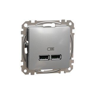 Розетка USB тип А+А 2,1А Sedna Design алюміній (арт. SDD113401) 00000016368 фото