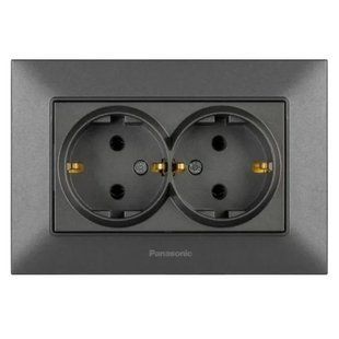 Розетка подвійна з/з димчастий Panasonic Arkedia Slim 00000018759 фото