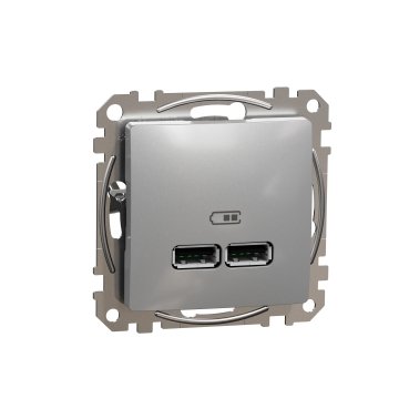 Розетка USB тип А+А 2,1А Sedna Design алюминий (арт. SDD113401) 00000016368 фото