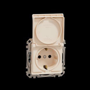 Розетка з заземл., шторками та кришкою IP44 Sedna Design бежевий (арт. SDD212024) 00000016306 фото
