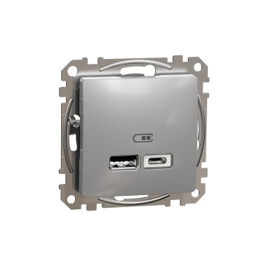 Розетка USB тип А+С 2,4А Sedna Design алюминий (арт. SDD113402) 00000016369 фото