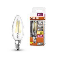 Лампа СВІЧКА LED CL B60 5,5W/827 2700К 230V FIL E14 6X1 OSRAM тепла (арт.4058075434981) 00000020312 фото