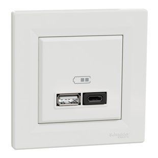 РОЗЕТКА USB ТИП А+С 2,4А ASFORA БІЛИЙ (арт. EPH2700321) 00000020119 фото